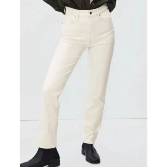 Everlane the cheeky Jean crop ecru black seaming size 30 short - Picture 1 of 12